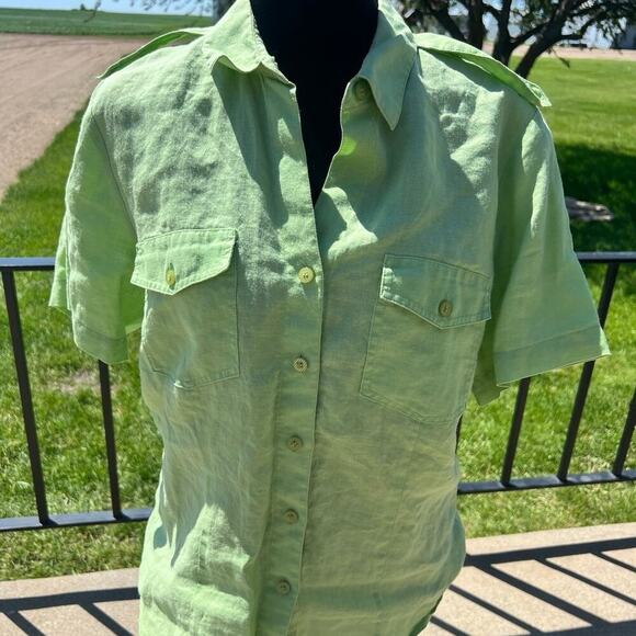Jordan linen button down shirt, short sleeve, women's size M - Picture 2 of 9